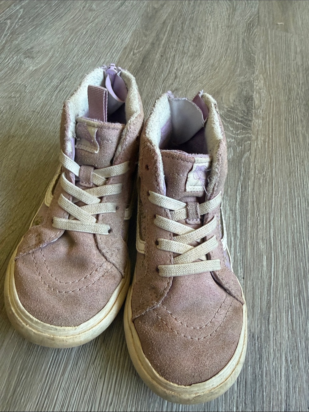 Vans Kids High-Top Suede Sneakers in Dusty Rose and Cream